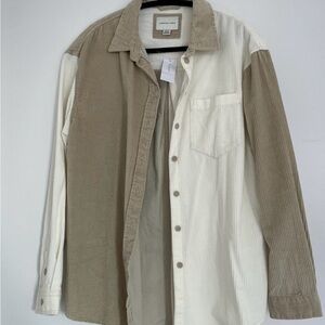 Two-Tone Corduroy Button Down Shirt